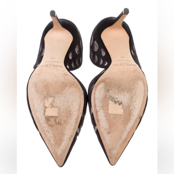 Jimmy Choo Suede with Glitter Accents D’Orsay Pumps - Picture 2 of 5